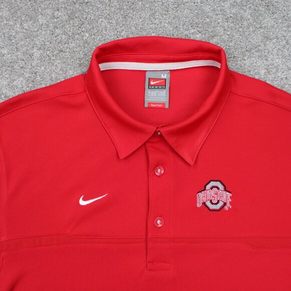 Nike Ohio State Buckeyes Polo Shirt Men Medium Red FitDry Polyester S/S Pullover - Picture 5 of 15